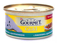 Gourmet Gold - кусочки в подливке с курицей и лососем, 85г
