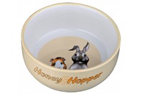 Миска керамическая TRIXIE - Honey & Hopper,  250 мл / D- 11 см  для: морских свинок, кроликов