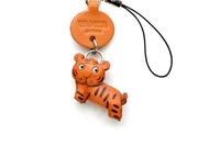 Vanca Tiger ТИГР 3D брелок на мобильный, натуральная кожа , 2,5х2,5х1см