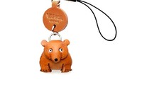 Vanca Bear МЕДВЕДЬ 3D брелок на мобильный, натуральная кожа , 2,5х2,5х1см.