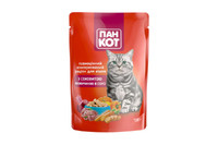 Пан Кот Говядина  пауч для взрослых кошек всех пород с сочной Говядиной в соусе 100г