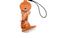 Vanca Kangaroo КЕНГУРУ 3D брелок на мобильный, натуральная кожа , 2,5х2,5х1см.