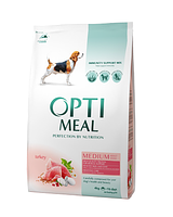 Сухой полнорационный корм Optimeal для собак средних пород со вкусом индейки 12 кг