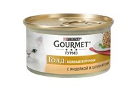 Gourmet Gold Влажный корм  Нежные биточки с индейкой и шпинатом 85 г