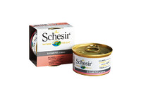 Schesir Salmon Natural Style ШЕЗИР ЛОСОСЬ натуральные консервы для кошек, влажный корм лосось в собственном соку, банка 85 г , 0.085 кг.