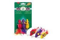 Karlie-Flamingo SUPERMOUSE мышь c перьями и кошачьей мятой, игрушка для котов , 6х2 см.