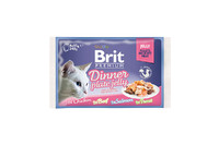 Влажный корм Brit Premium Набор паучей для кошек Dinner Plate Jelly Кусочки в желе 4x85 г