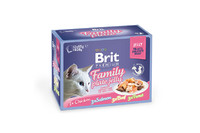 Влажный корм Brit Premium Набор паучей для кошек Family Plate Jelly Кусочки в желе 12x85 г